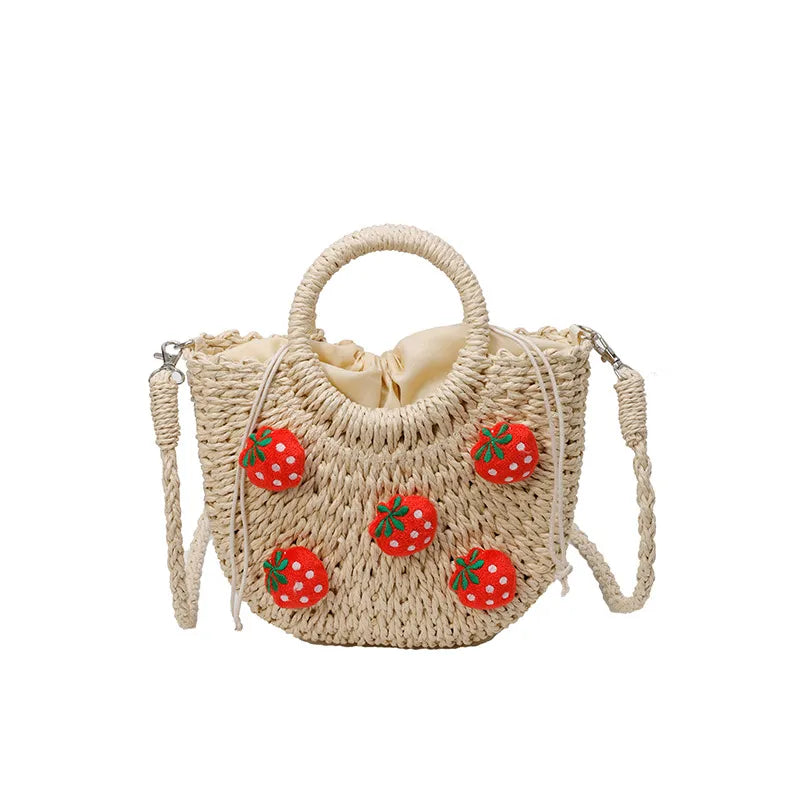 New Cute Vegetable Basket Handbag for Women Office workers Niche High-end One-shoulder Wool Woven Bag for Women by the Sea