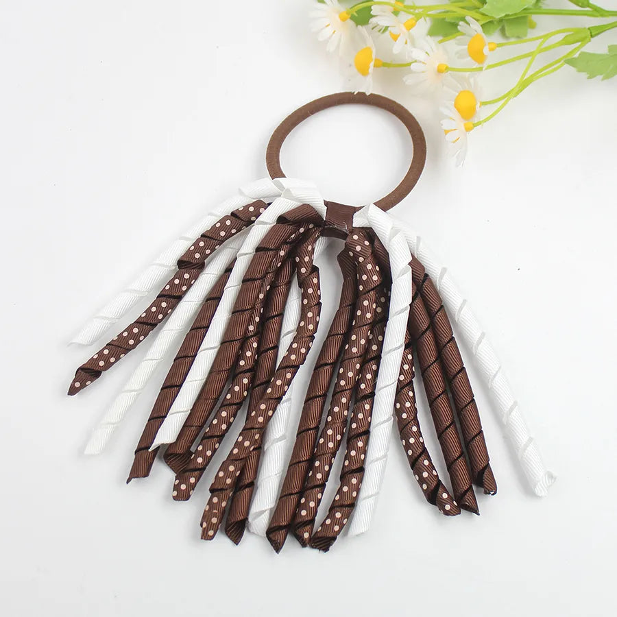 explosions girls' hair accessories wave point printing roll belt head rope rubber band children's accessories long ponytail hair accessories wholesale
