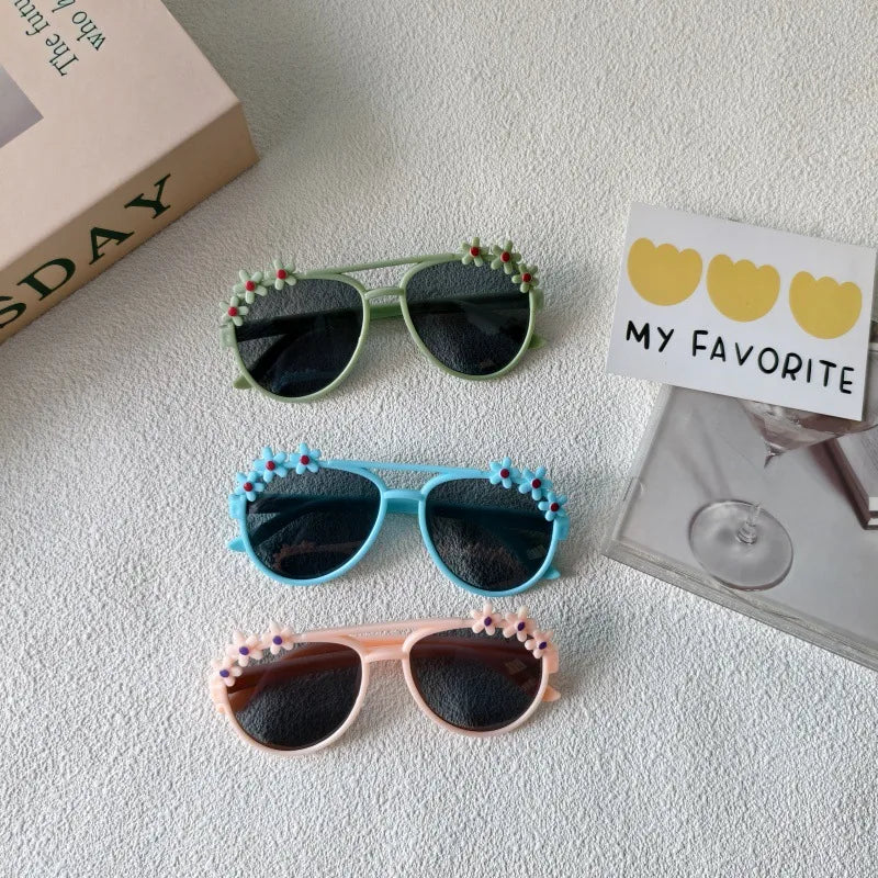 Sweet Simple Style Round UV400 Protection Resin Special-Shaped Mirror Full Frame Kids Sunglasses