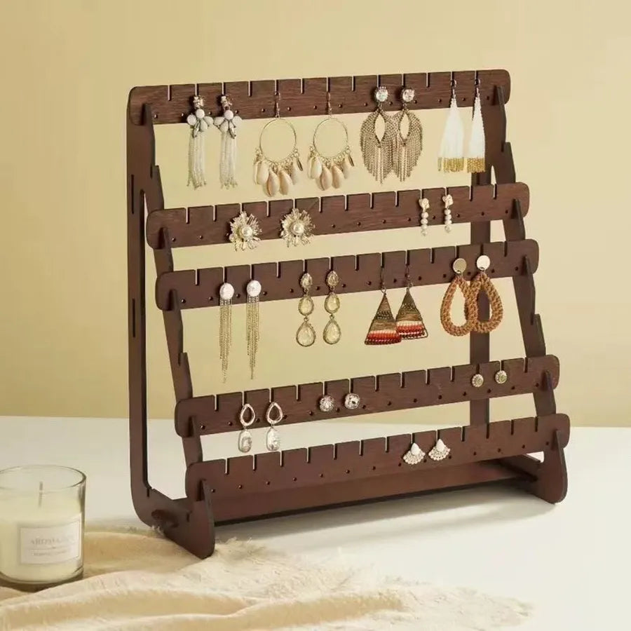 Wooden Jewelry Earring Bracelet Display Stand Storage Rack Simple Style Jewelry Accessories Organizer Exhibiting Holder