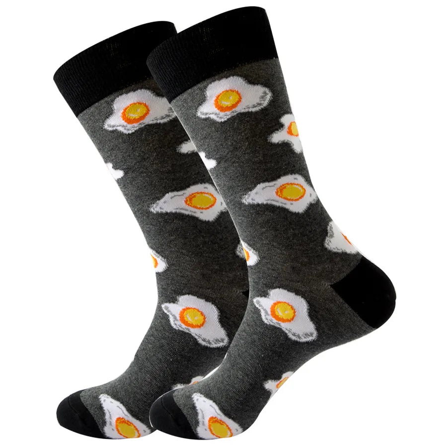 Classic Style Streetwear Unisex Geometric Zebra Egg Cotton Crew Socks 5 Pairs
