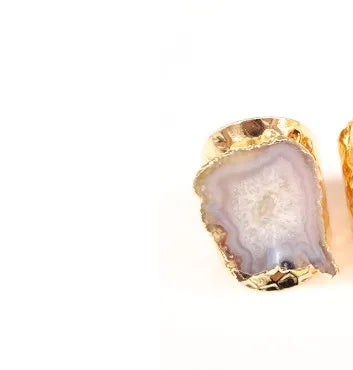 casual irregular agate brass natural stone wholesale open ring