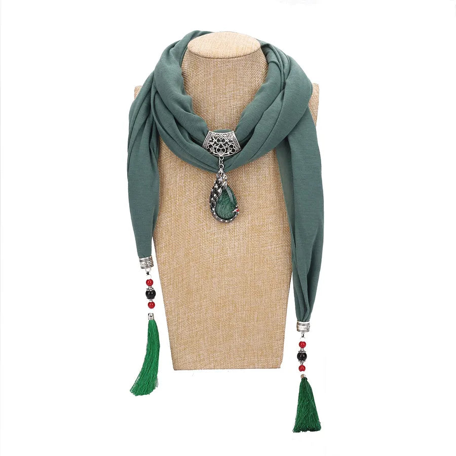 women's elegant solid color cotton tassel scarf