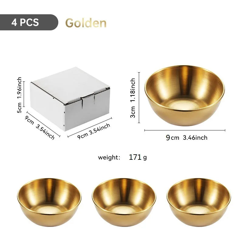 Large Stainless Steel Plate Golden Sauce Seasoning Plate 8-piece Set Household Restaurant Soy Sauce Plate 4-piece Set Dipping Sauce Plate