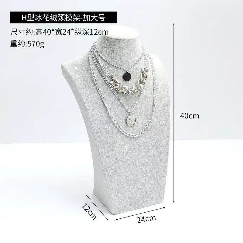 Modern Simplicity Jewelry Necklace Display Stand Counter Display Props Mannequin Pendant Holder Velvet Leather Material