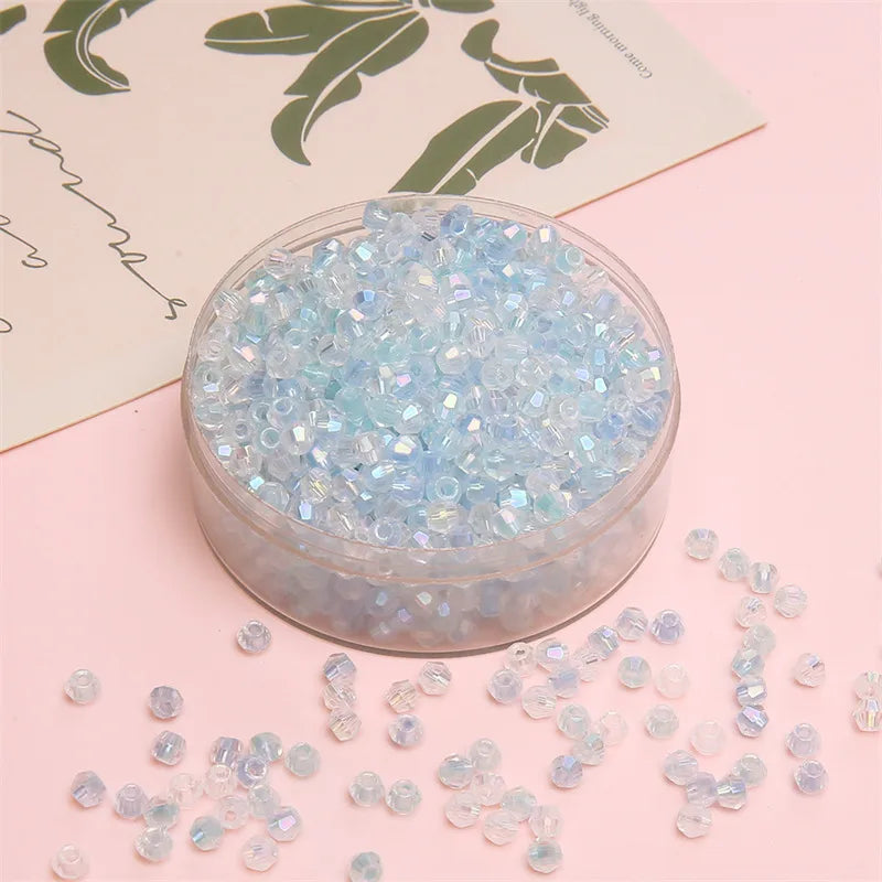 4mm Facet Rainbow Rhombus Crystal Beads Glass DIY Handmade Loose Beads Material Jewelry Accessories Ornament Making Kit