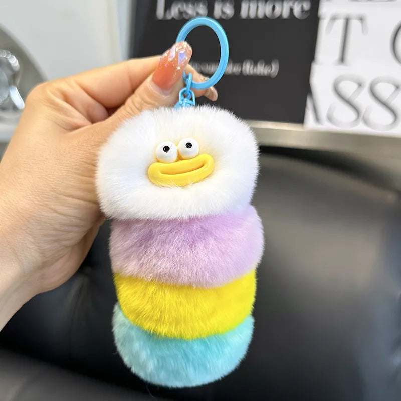 Cute Caterpillar Plush Unisex Bag Pendant Keychain