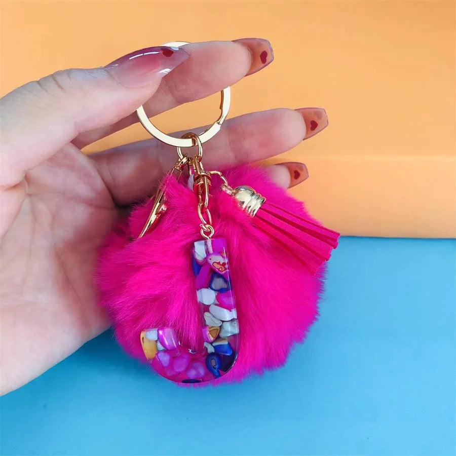 Simple Style Commute Letter Hairball Resin Unisex Bag Pendant Keychain