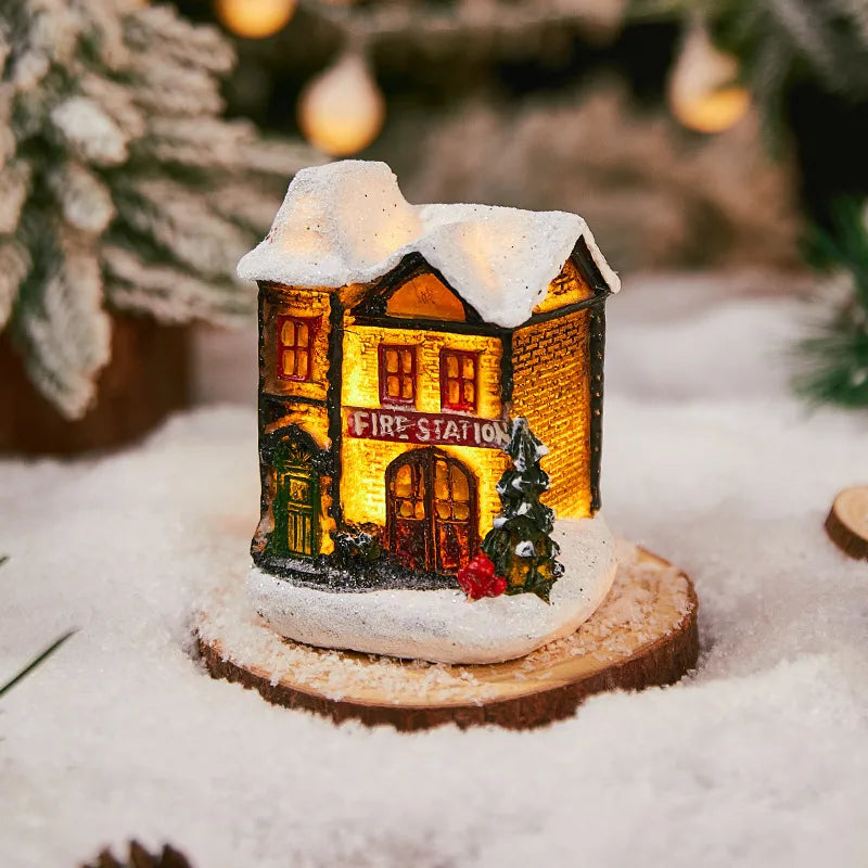 Christmas Vintage Style House Resin Daily Festival Ornaments