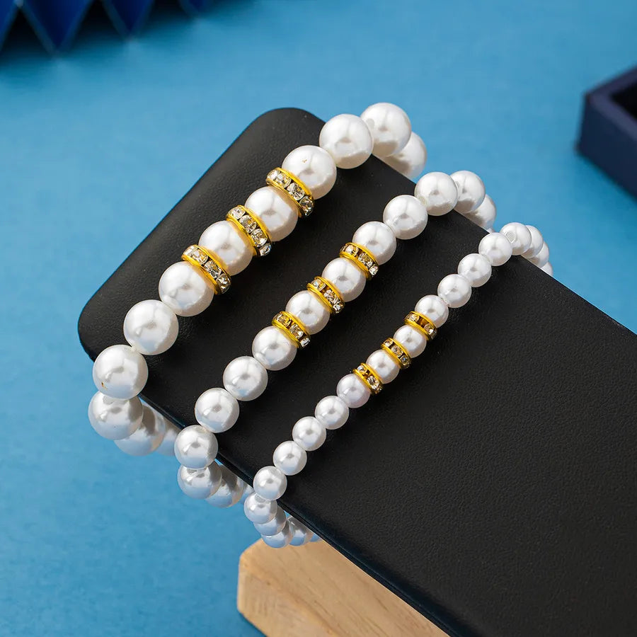 Basic Simple Style Geometric Artificial Pearl Plastic Beaded Bracelets Wholesale