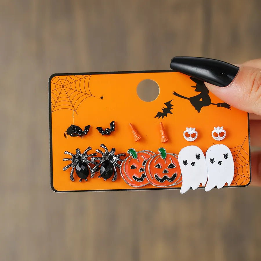 Halloween Horror Atmosphere Spider Pumpkin Skull Ear Cuff Combo Festive Ear Studs Set Unisex Original Design Alloy Jewelry