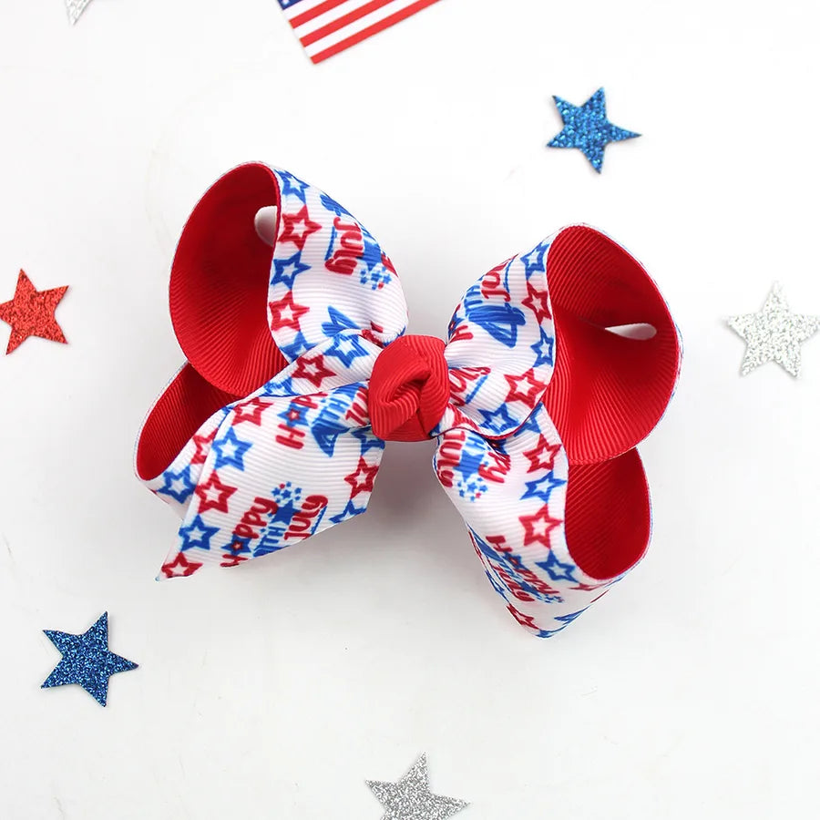 Independence Day Hairpin American Flag Bow Hair Accessories Children Girl Cute Headwear Patriotic Hairpin