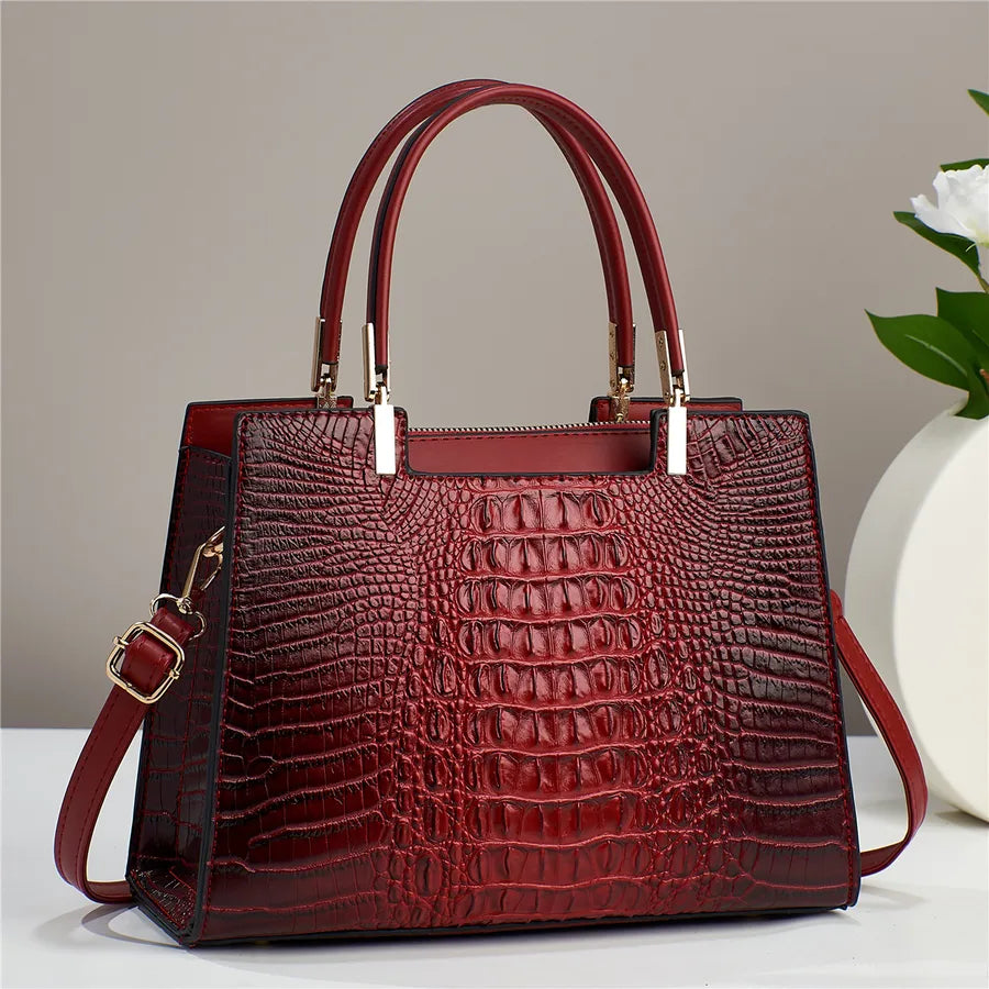 women's pu leather solid color elegant square zipper handbag