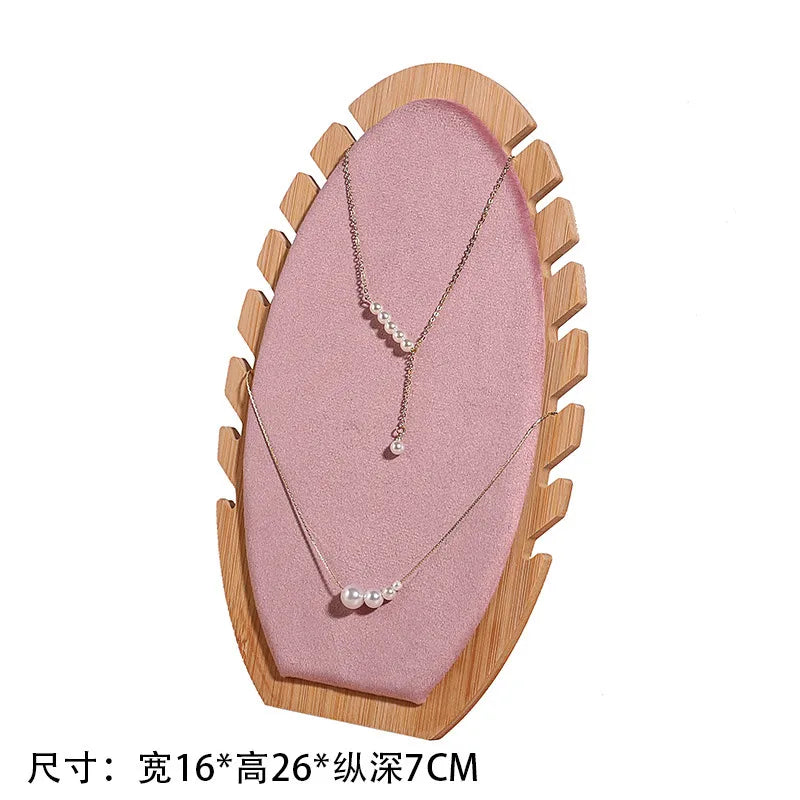 Flame Type Wooden Bamboo Necklace Bracelet Stand Jewelry Pendant Display Holder Academic Style Crafted Accessory Showpiece
