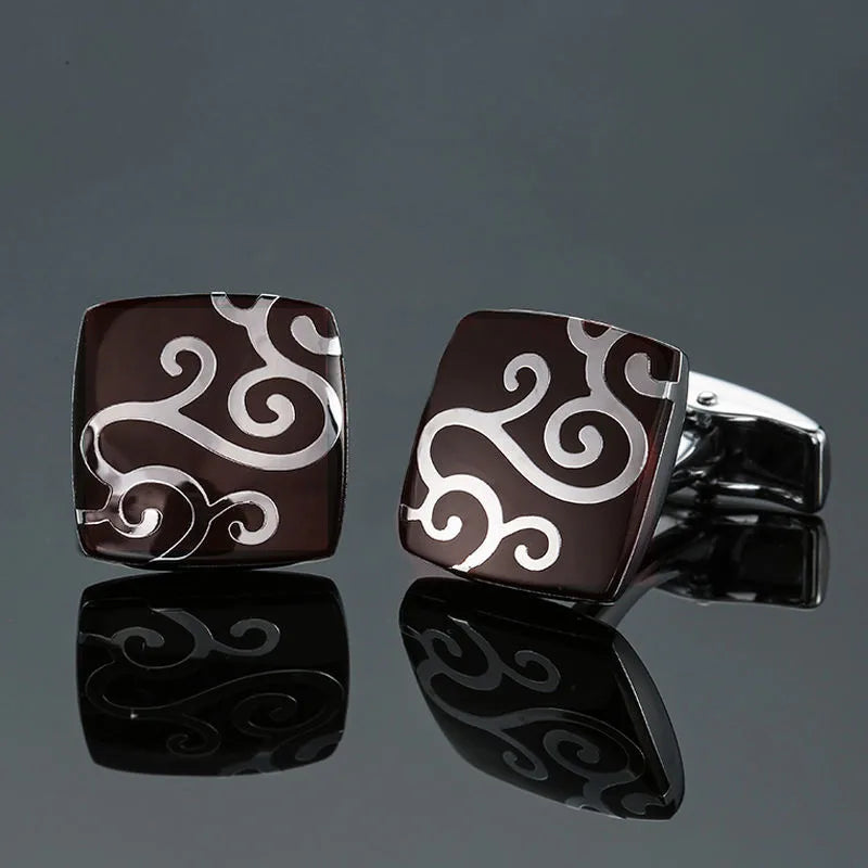 simple style leaf flower copper plating unisex cufflinks 1 pair