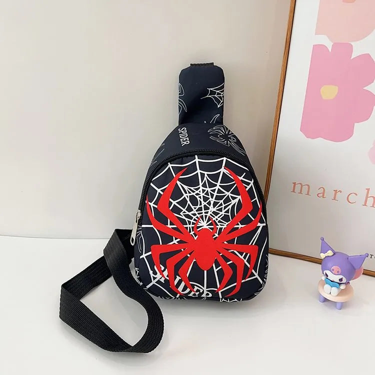 Kid'S Nylon Spider Spider Web Streetwear Oval Zipper Fanny Pack