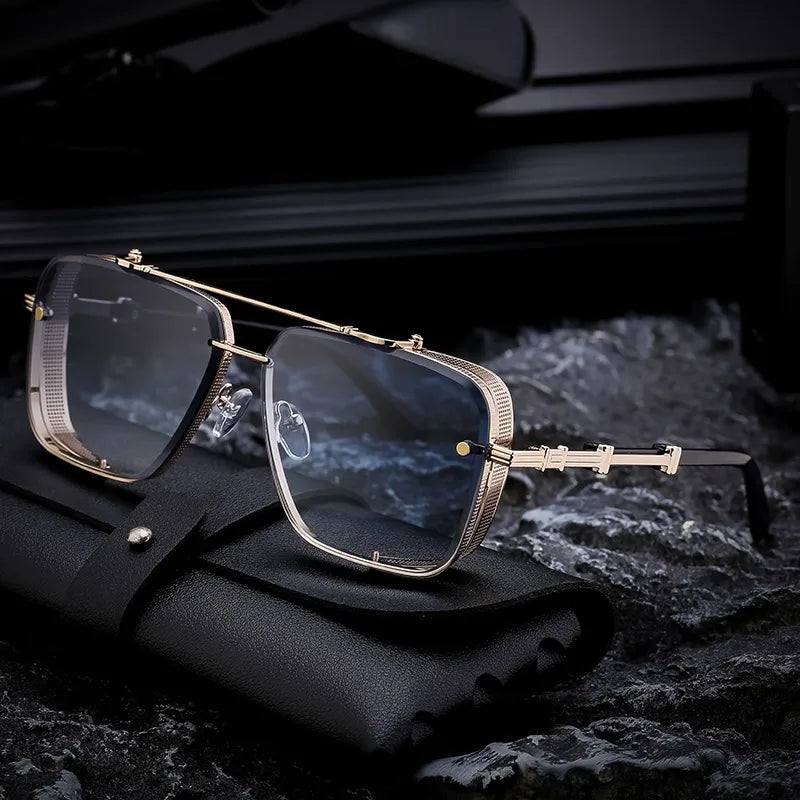 Retro Classic Style Geometric Pc Square Full Frame Men's Sunglasses