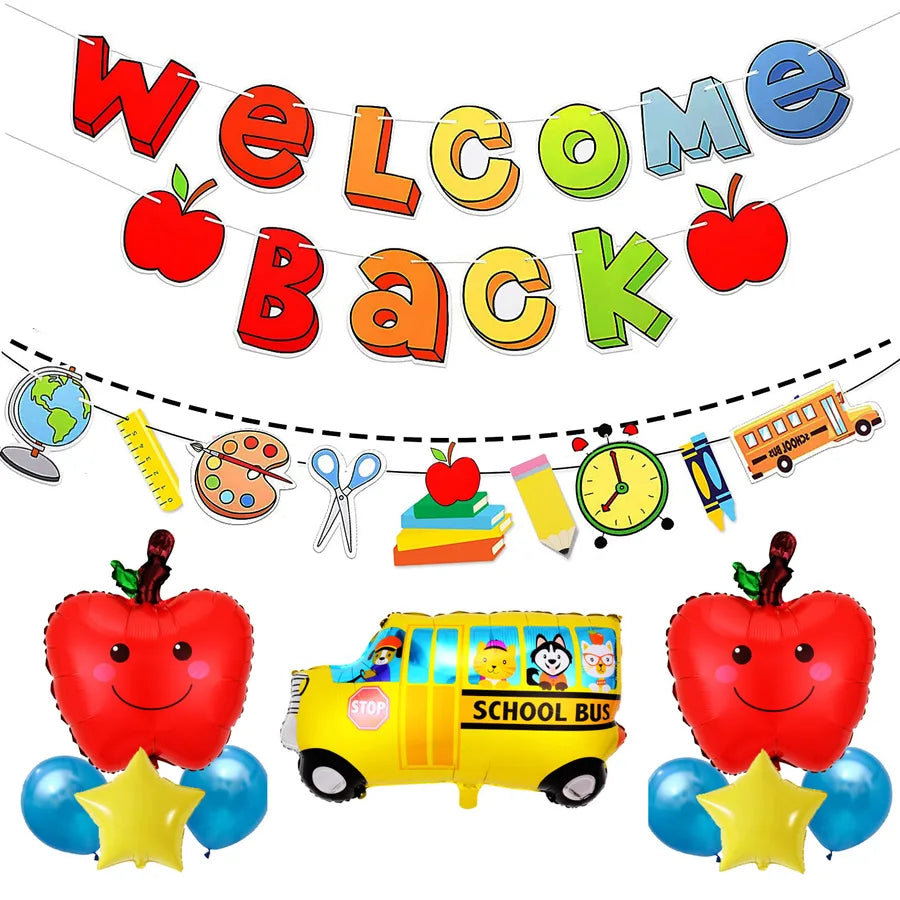 back to school fruit paper party flag