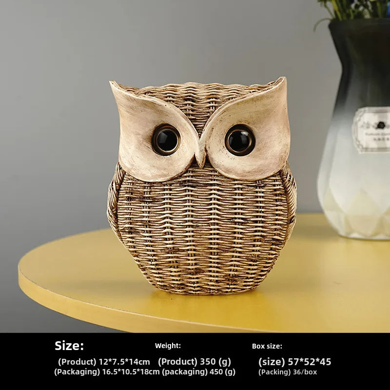 Nordic Light Luxury Golden Owl Resin Craft Ornaments Home Soft Decorations Model House Art Animal Decoration