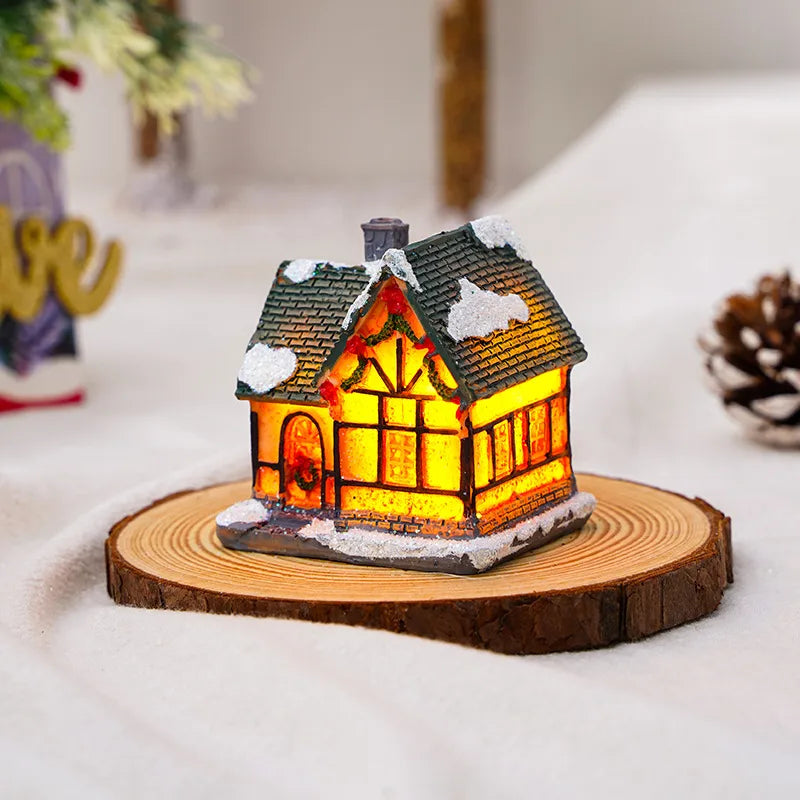 Christmas Vintage Style House Resin Daily Festival Ornaments