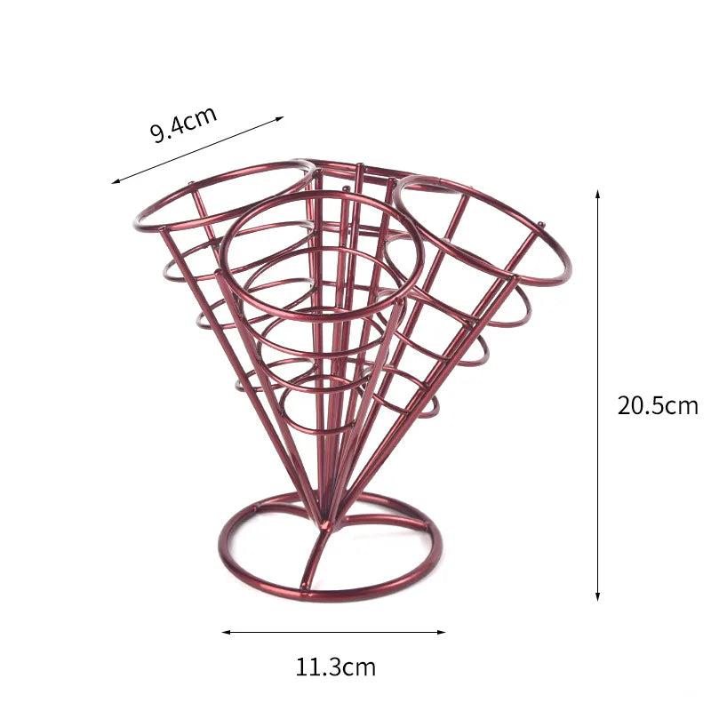 New creative tableware black four-piece four-head snack rack red four-head French fries rack stainless steel French fries rack