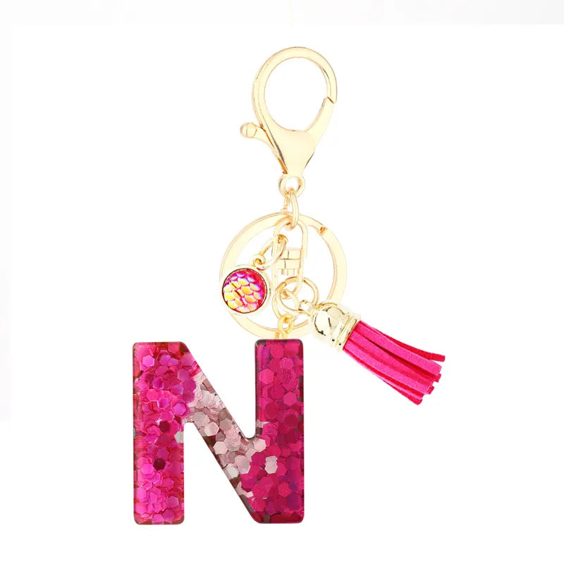 1 piece fashion letter resin patchwork unisex keychain