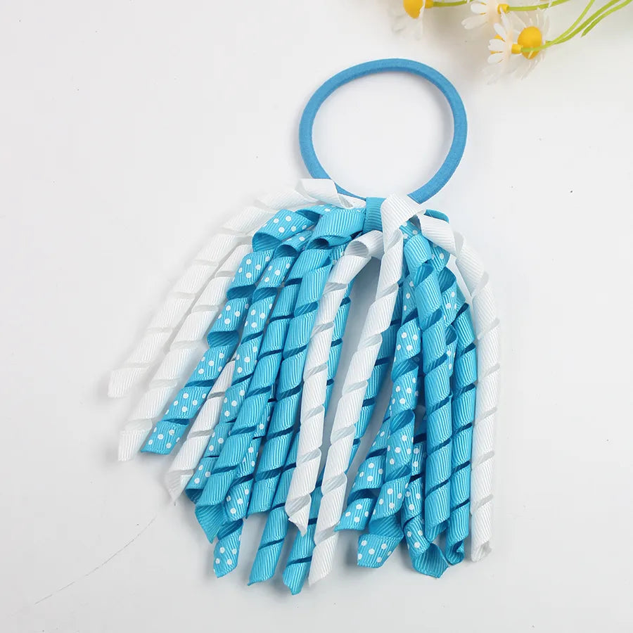 explosions girls' hair accessories wave point printing roll belt head rope rubber band children's accessories long ponytail hair accessories wholesale