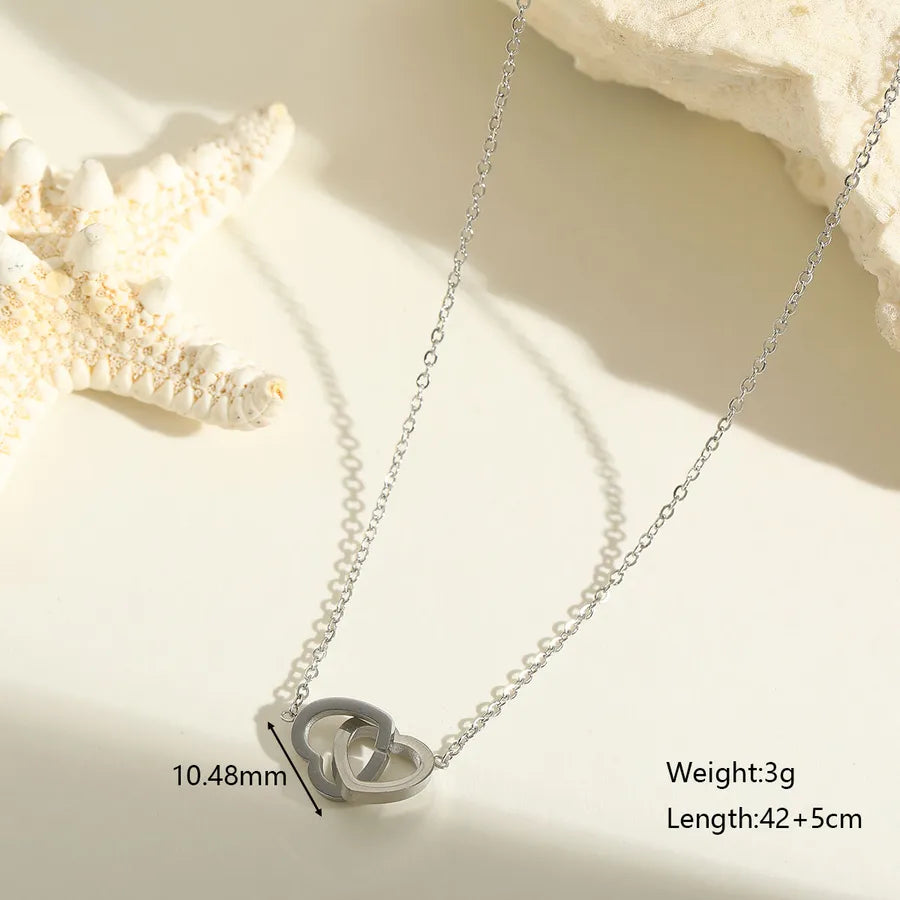 Wholesale Jewelry Princess Cute Lady Heart Shape Solid Color 304 Stainless Steel 18K Gold Plated cable chain Pendant Necklace