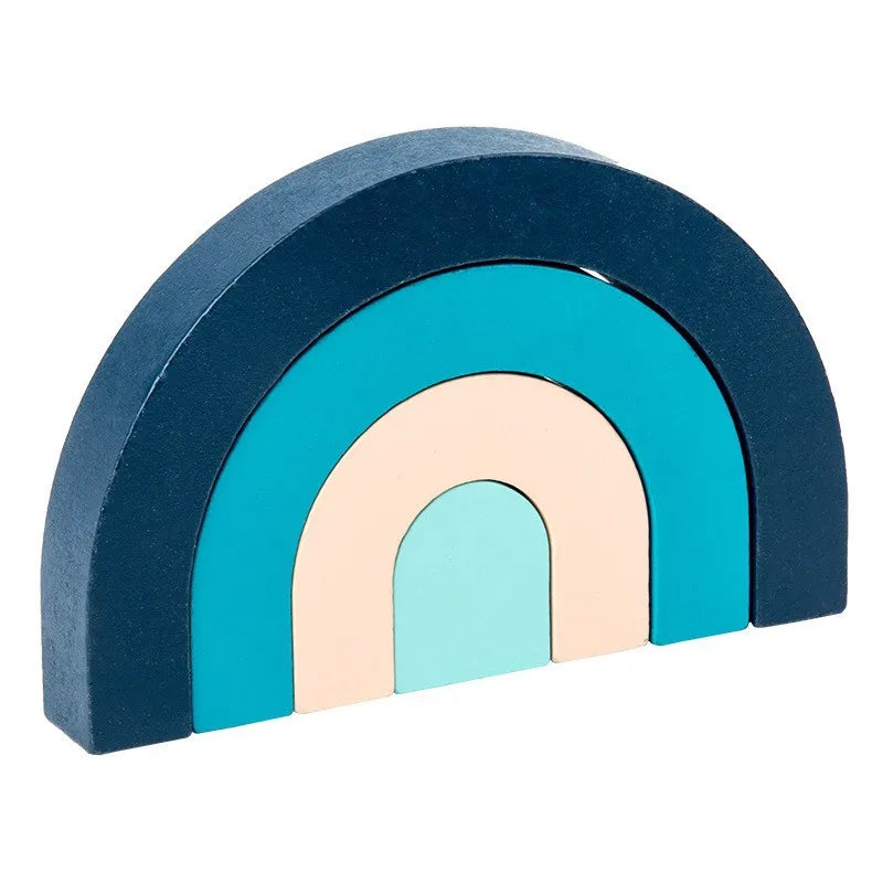 Wooden Rainbow Arch Bridge Semi-Circular Building Blocks Rainbow Display Piece Curved Board Colorful Shape Rainbow Man Stacking Toy