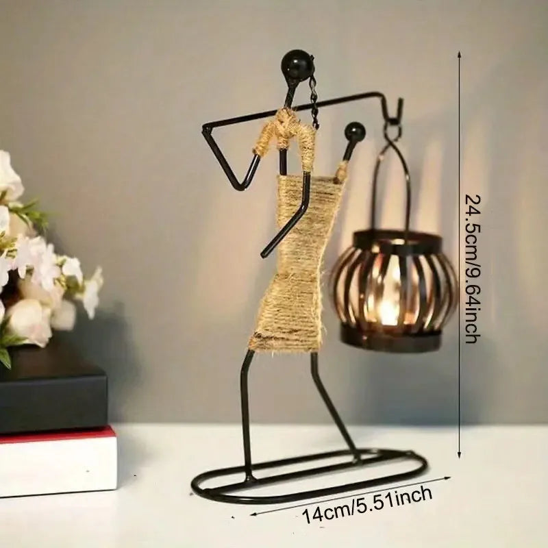 retro simple style abstract metal candlestick