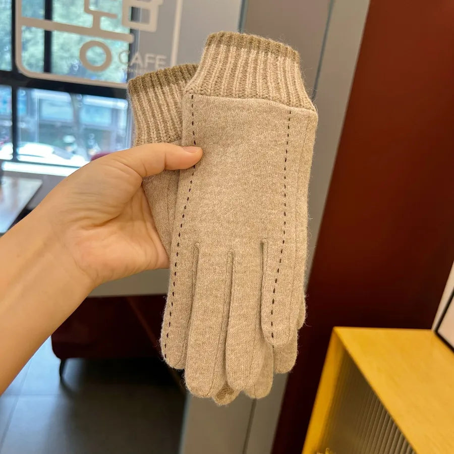 women's simple style solid color velvet polyester gloves 1 pair