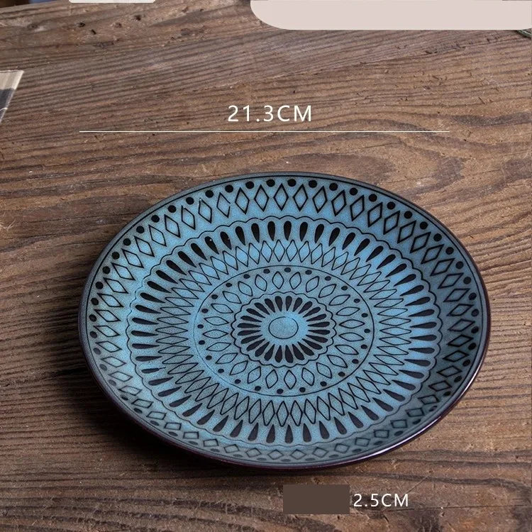Retro Solid Color Flower ceramics Tableware 1 Piece