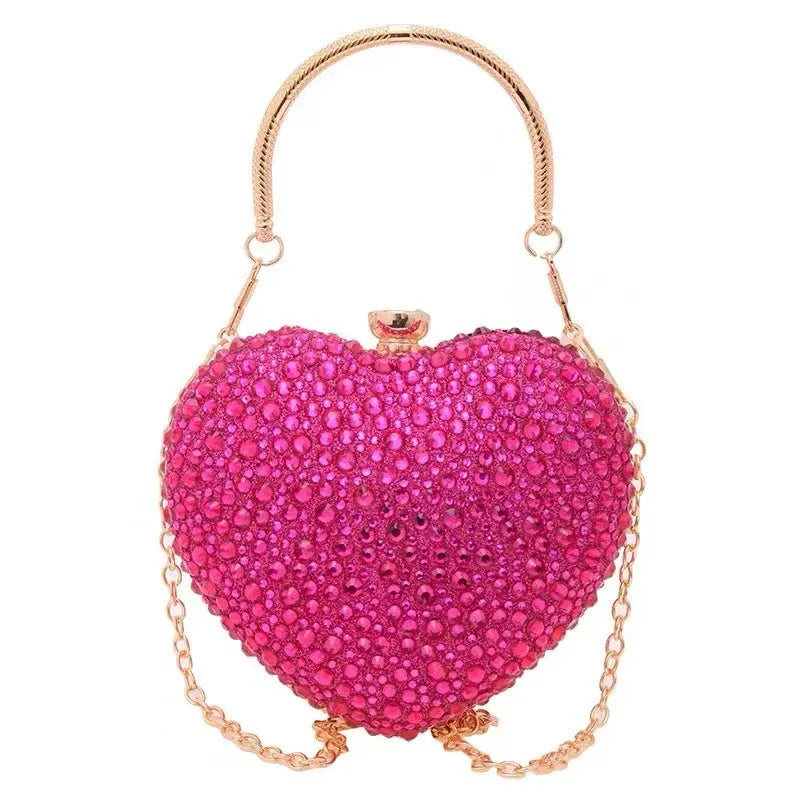 Red Black Rose Gold pu Heart Shape Heart-shaped Evening Bags
