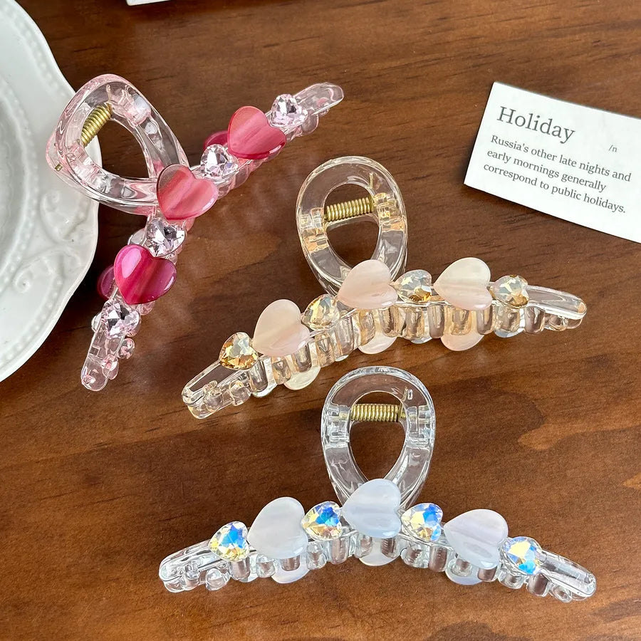 Sweet Heart Shark Clip Hair Accessories For Girls Basic Style Mixed Material Hairpins Versatile Back Of Head Hair Clips