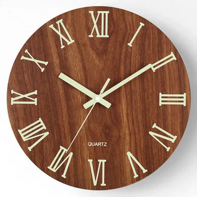 Retro Round Wood pendant Wall Clock Artificial Decorations