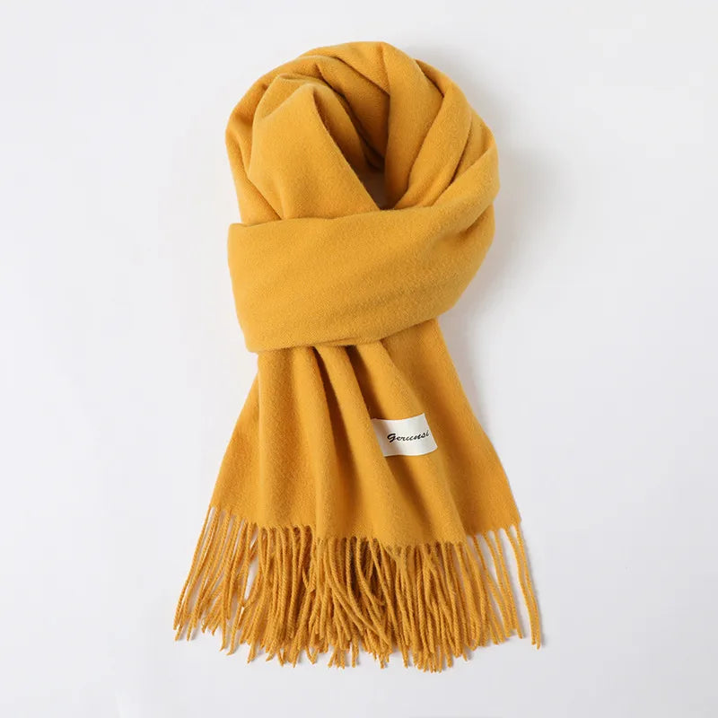 women's simple style solid color imitation cashmere scarf