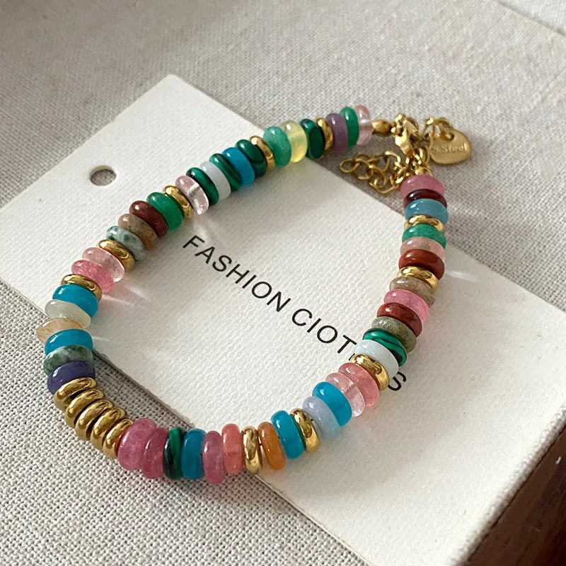 Retro Japanese Style Geometric natural stone Freshwater Pearl Agate Pendant Necklace In Bulk