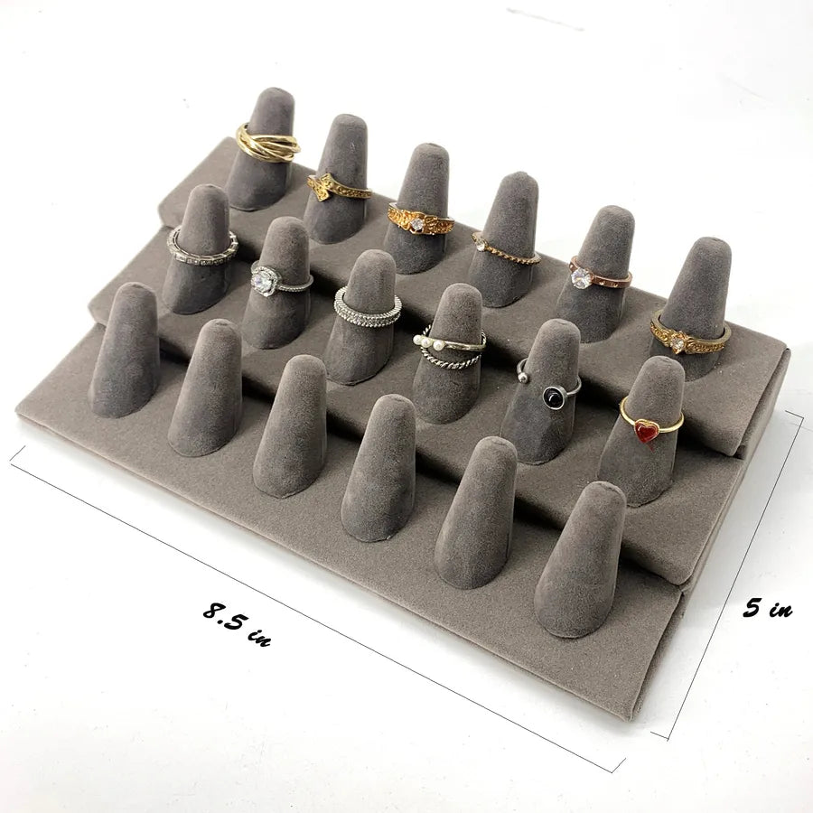 Black Flocking 18-position Ring Rack Three-layer Display Ring Ring Holder 18-finger Storage Jewelry Display Rack