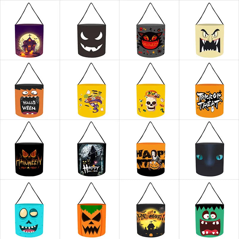 Halloween Candy Bag Pumpkin Shaped Sweet Treat Bag Decoration Arrangement Props Cloth Material Sewing Craft Party Supplies
