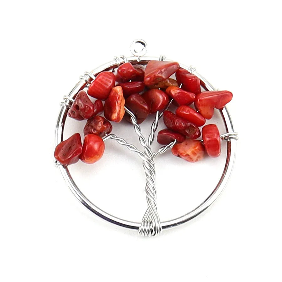 simple style lucky tree natural stone agate wholesale pendants