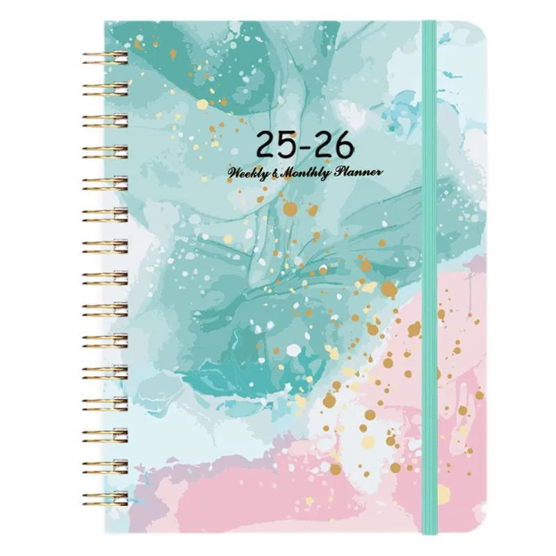 Daily Planner Notebook A5 Customizable English Weekly Diary Bound Wirebound Notebook Romantic Blue Snow Color Party Souvenir