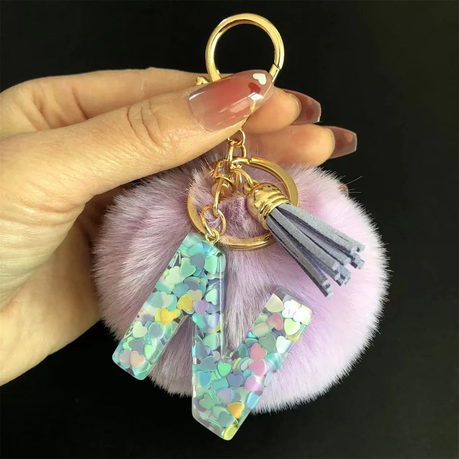Cute Simple Style Letter Hairball Resin Unisex Bag Pendant Keychain