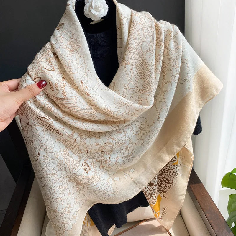 women's retro ethnic style printing polyester printing scarf