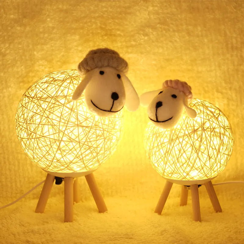 Creative lamb night light smart voice mobile phone app control bedroom atmosphere light cute children timing desk lamp
