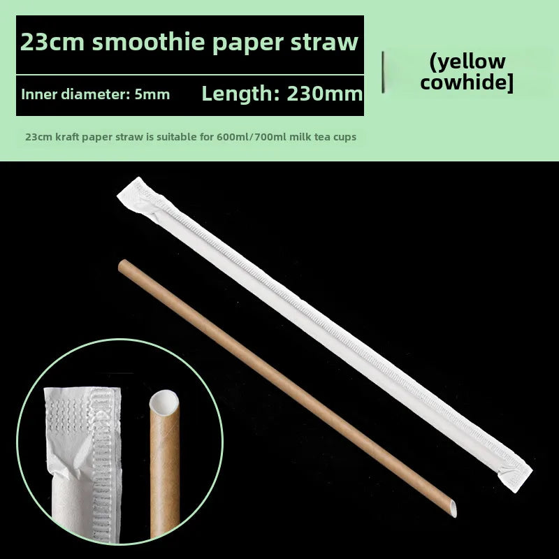 Degradable white yellow disposable single independent packaging environmental protection bubble tea food grade paper straw