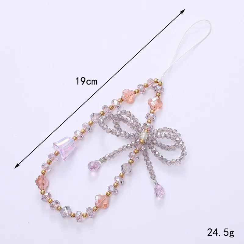 1 Piece Elegant Lady Butterfly Beaded Beaded Bag Pendant Mobile Phone Chain
