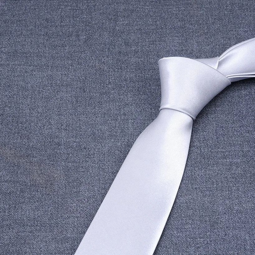 formal solid color polyester satin unisex tie