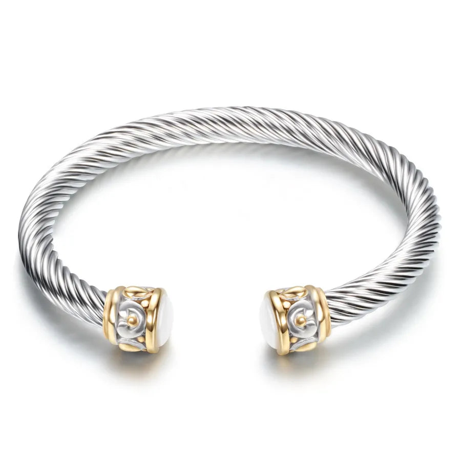 Hip-Hop Retro Color Block 304 Stainless Steel Plating Men's Bangle