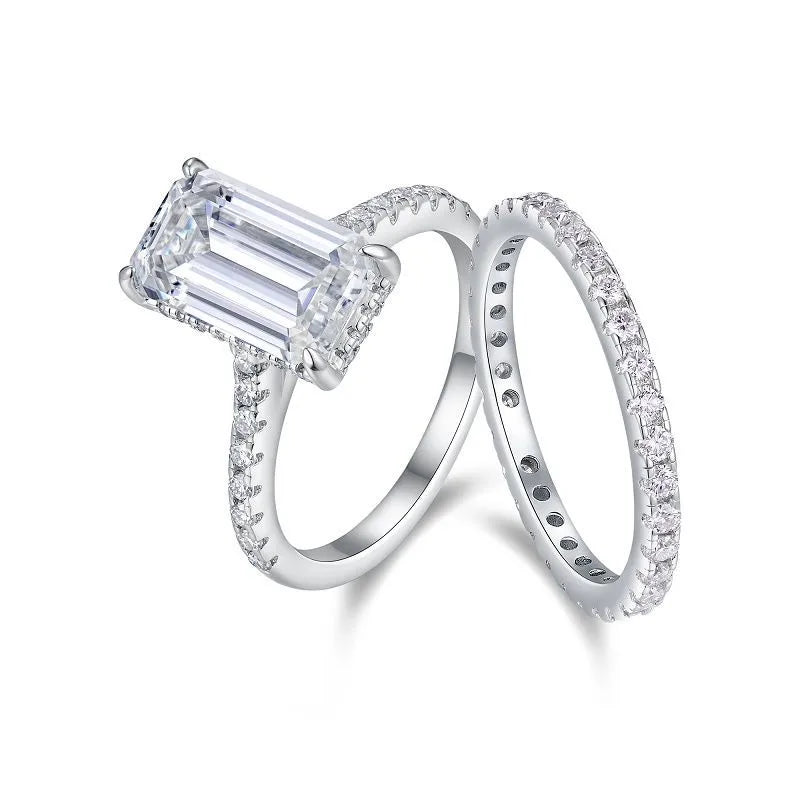 Moissanite 925 Sterling Silver Rings GRA Certificate Geometric Rings