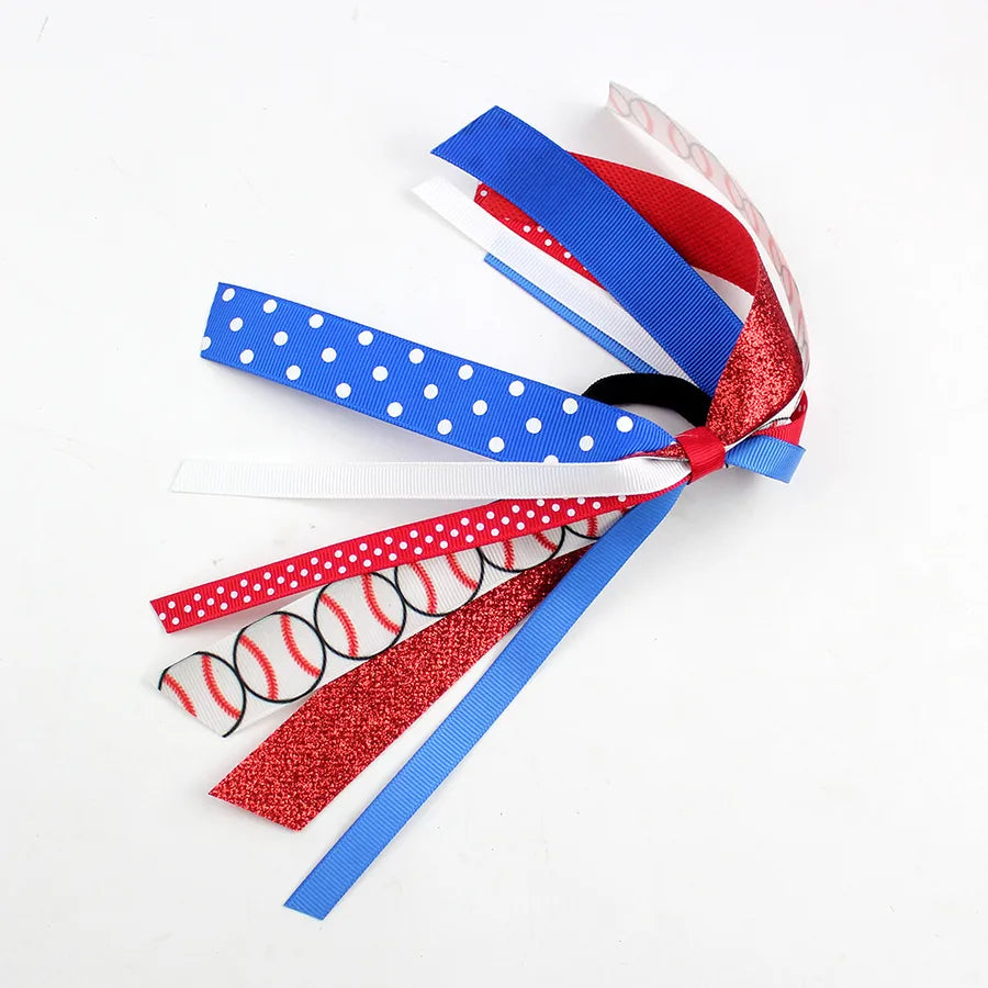 Amazon's Hottest Cheer Ribbon Football Baseball Hair Accessories Game Day Decoration Cheerleading Headdress Ponytail Decoration